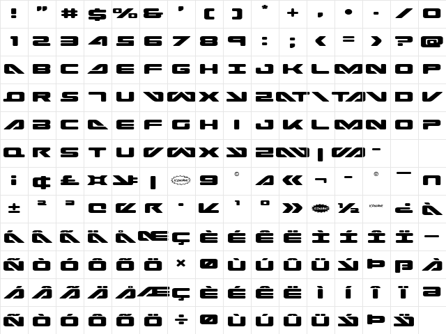 Sea-Dog Expanded Regular Character Map