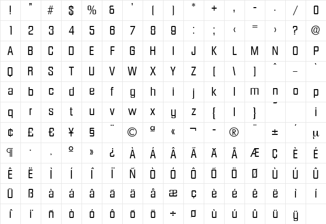 SeanBecker Regular Character Map