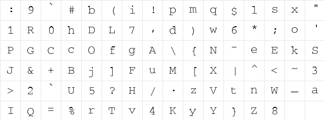 SecretCode-Normal Regular Character Map SecretCode-Normal Regular Character Map