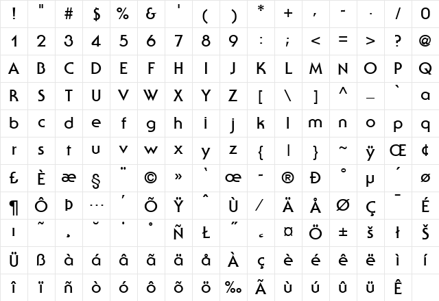 SerifGothic-Bold Regular Character Map SerifGothic-Bold Regular Character Map