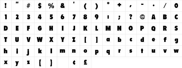 Seigh Display SSi Regular Character Map