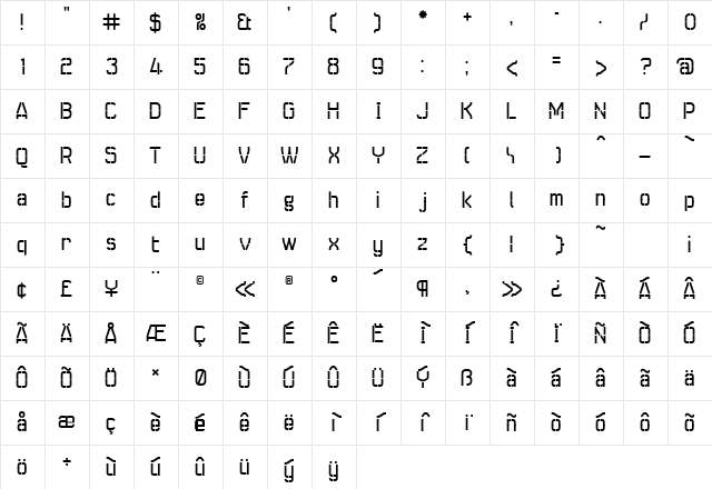 Seize Regular Character Map