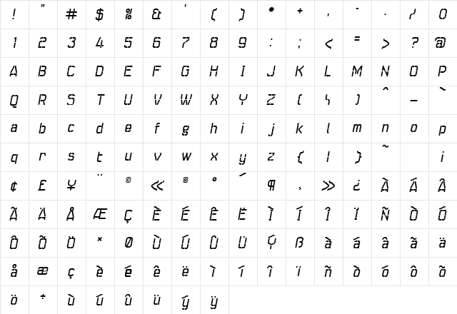 Seize Regular Character Map