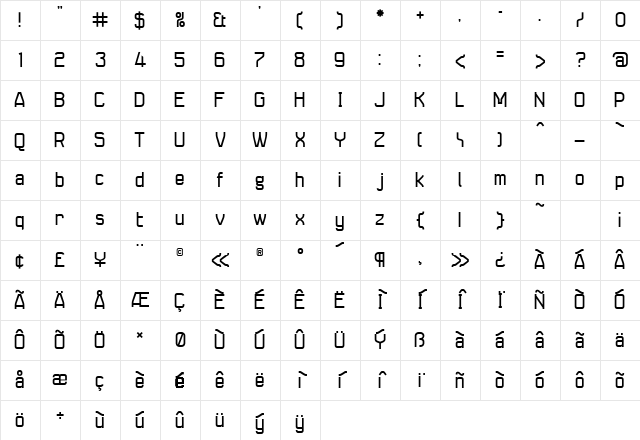 Seize Regular Character Map