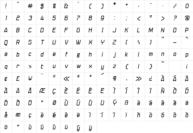 Seize Regular Character Map