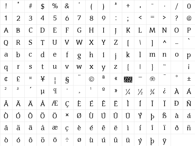 Senate Regular Character Map