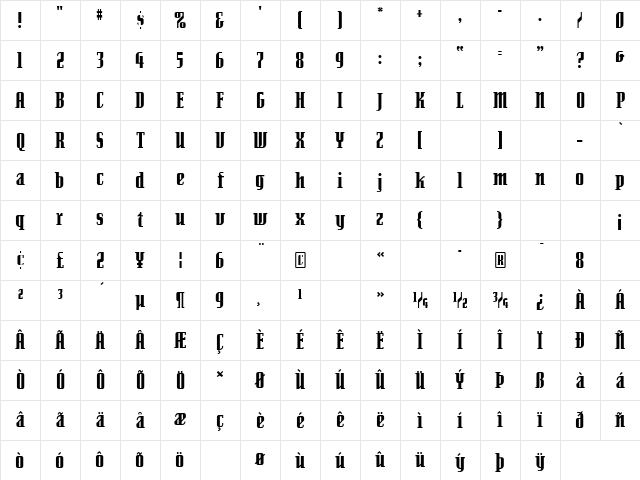 SenatorUltra Regular Character Map