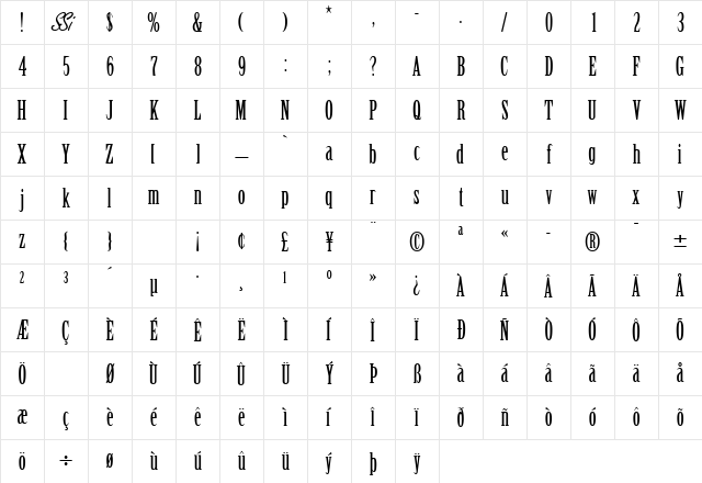 SentinalSSK Regular Character Map