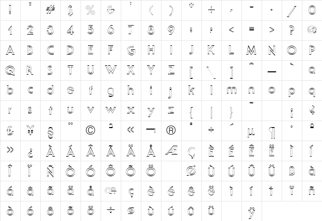 Serif Regular Character Map