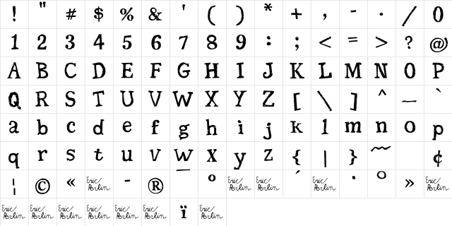 Georgia Bold Character Map