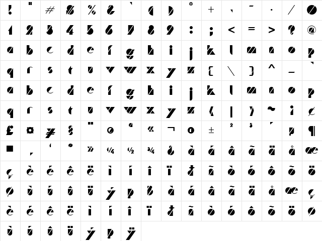 BarFlyer Regular Character Map BarFlyer Regular Character Map