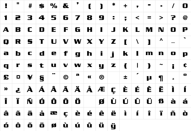 Serpent Regular Character Map