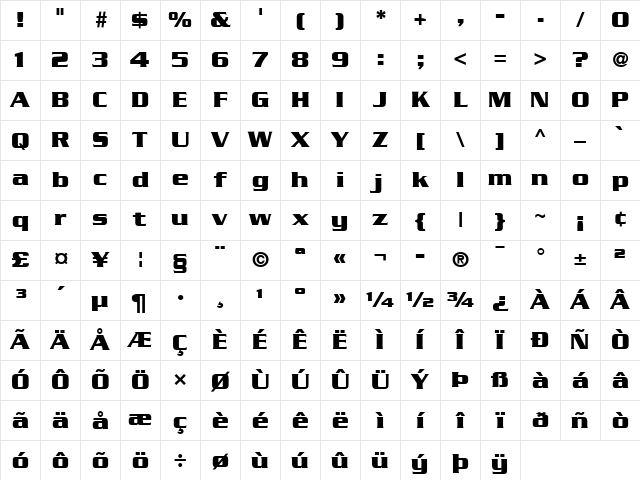 Serpentine LT Medium Bold Character Map