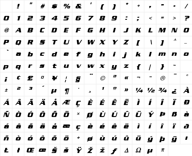 Serpentine Sans ICG BoldOblique Character Map Serpentine Sans ICG BoldOblique Character Map
