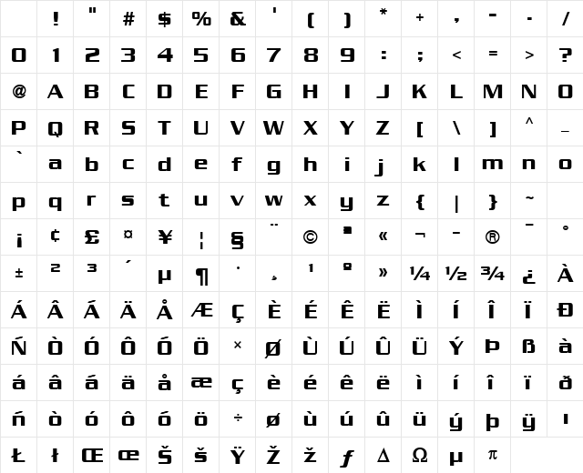Serpentine Sans ICG Regular Character Map Serpentine Sans ICG Regular Character Map