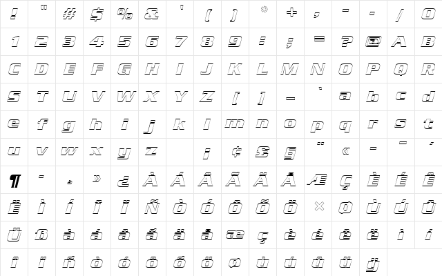 SerpentineDBolItaOu1 Regular Character Map