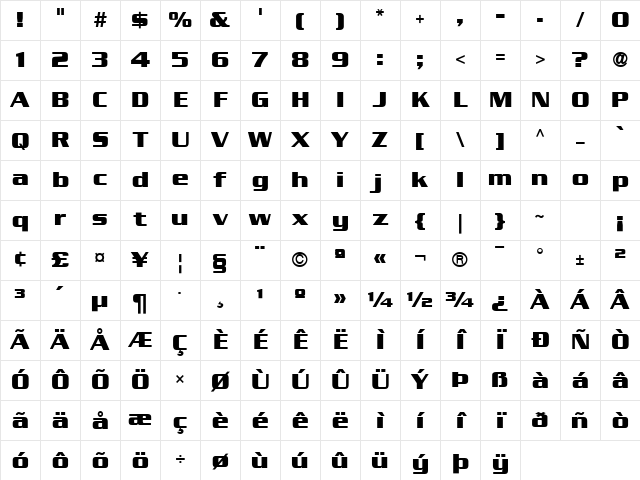 SerpentineSansICG Bold Character Map