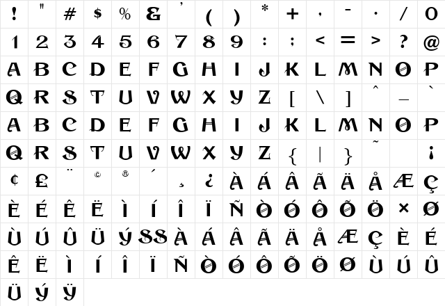 Sesame Regular Character Map