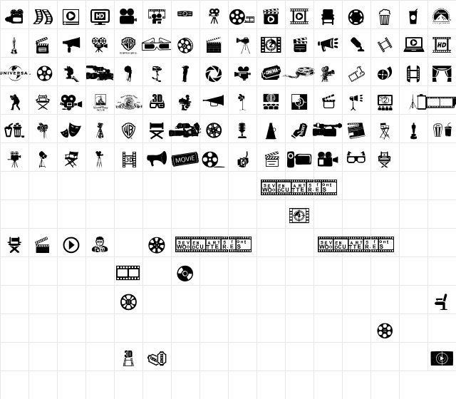 Seven Arts Regular Character Map