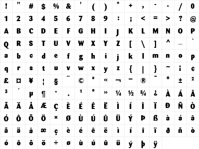 Barmeno Regular Character Map Barmeno Regular Character Map