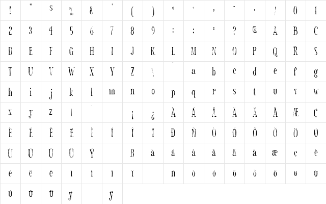 Sexsmith Gaunt Regular Character Map Sexsmith Gaunt Regular Character Map