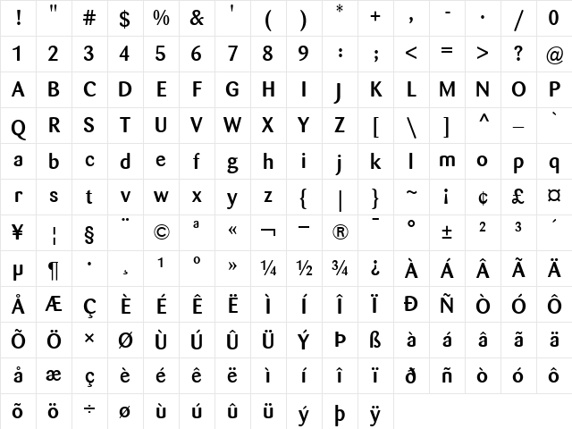 Barmeno-Medium Medium Character Map Barmeno-Medium Medium Character Map