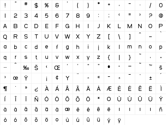 SF Arborcrest Medium Regular Character Map