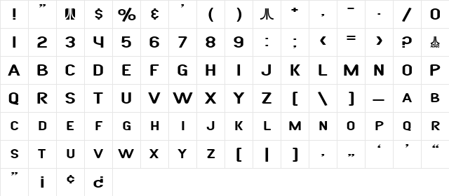 SF Atarian System Extended Regular Character Map