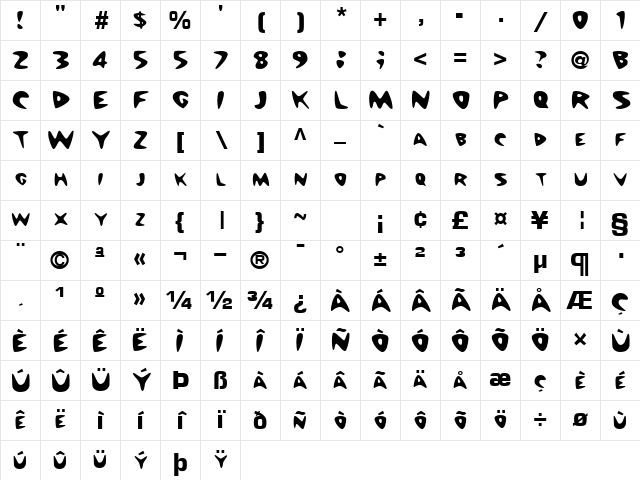 Barney Regular Character Map