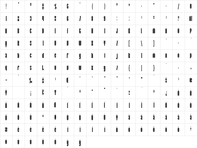 SF Baroquesque Regular Character Map