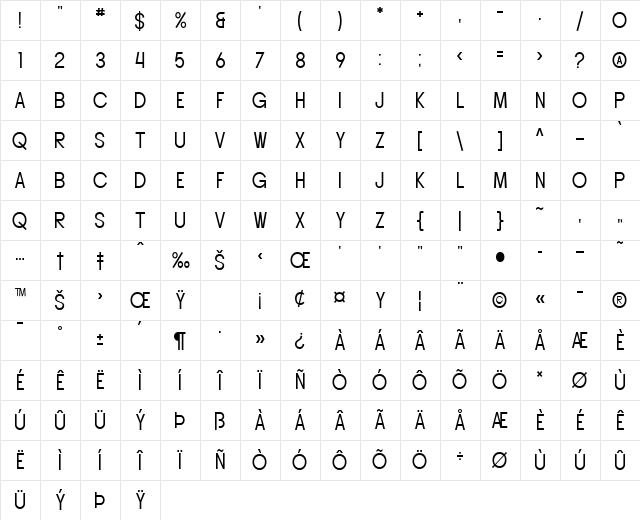 SF Buttacup Lettering Regular Character Map