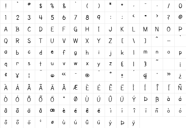 SF Cartoonist Hand Regular Character Map