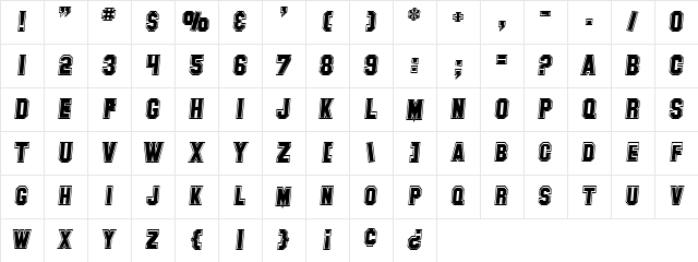 SF Collegiate Italic Character Map