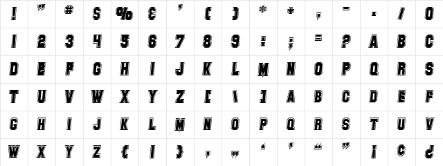 SF Collegiate Italic Character Map