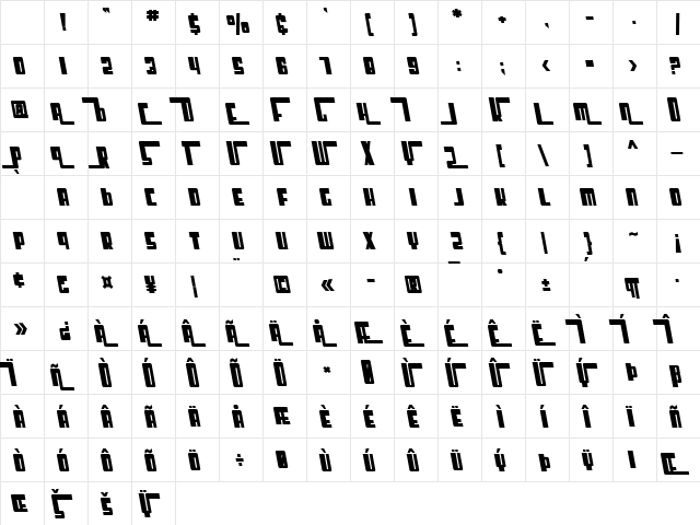 SF Cosmic Age Bold Oblique Character Map