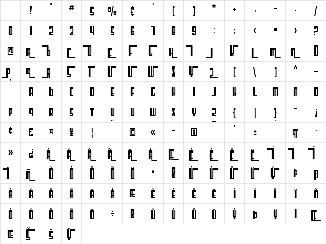 SF Cosmic Age Condensed Regular Character Map SF Cosmic Age Condensed Regular Character Map