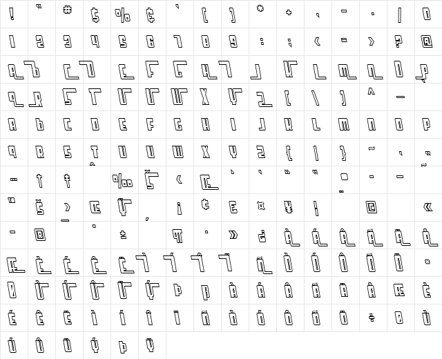 SF Cosmic Age Outline Oblique Character Map
