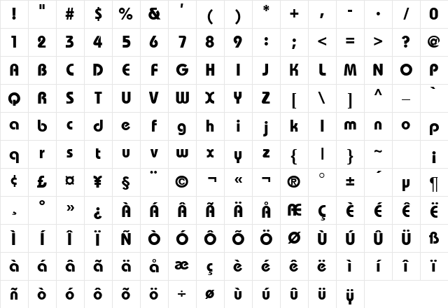 BaronBlackDB Normal Character Map