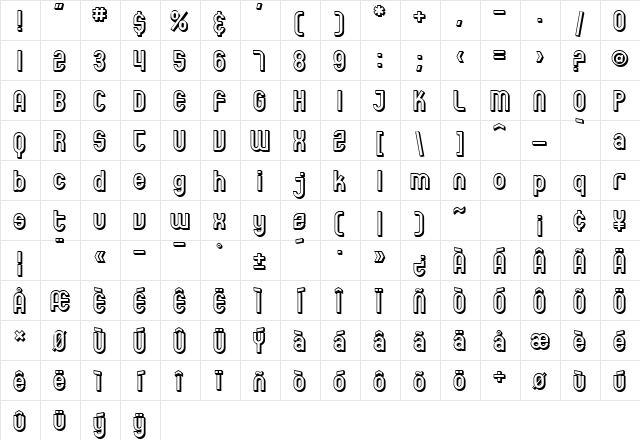 SF Eccentric Opus Shaded Regular Character Map SF Eccentric Opus Shaded Regular Character Map