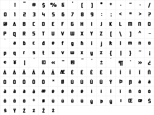 SF Electrotome Bold Character Map SF Electrotome Bold Character Map