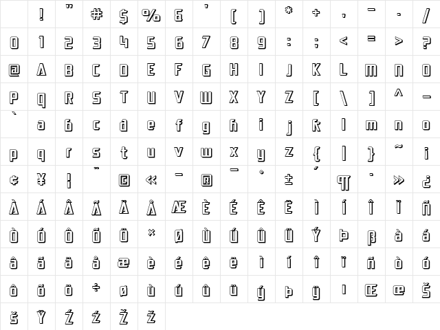 SF Electrotome Shaded Regular Character Map