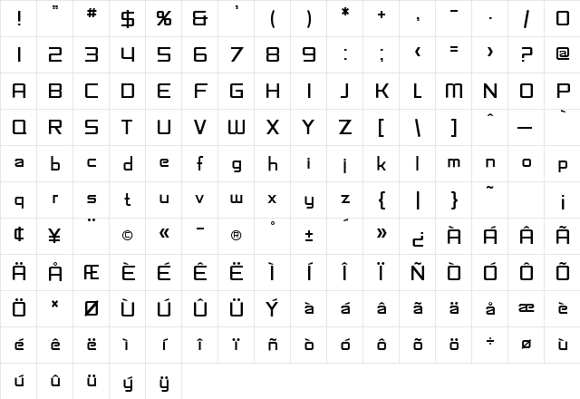 SF Fedora Titles Regular Character Map SF Fedora Titles Regular Character Map
