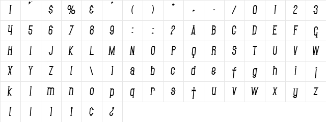 SF Gothican Bold Italic Character Map