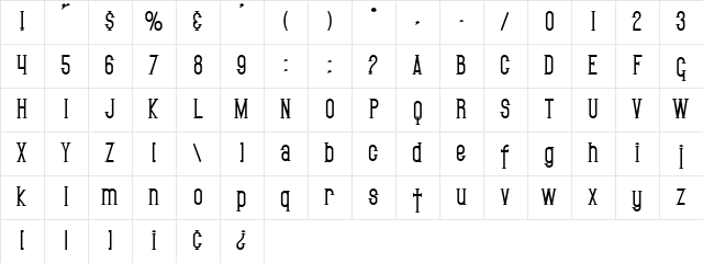SF Gothican Bold Character Map