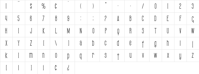 SF Gothican Condensed Regular Character Map SF Gothican Condensed Regular Character Map