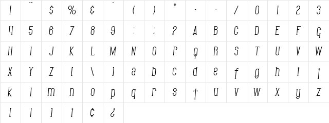 SF Gothican Italic Character Map
