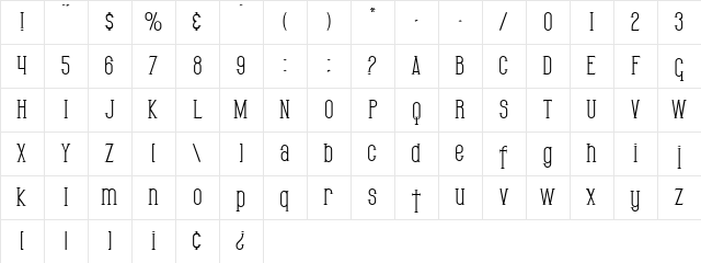 SF Gothican Regular Character Map