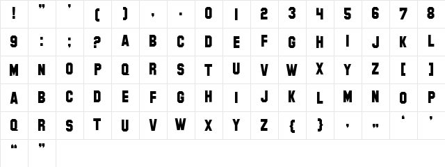 SF Hollywood Hills Regular Character Map