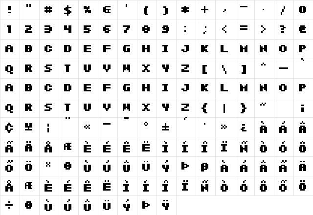 SF Intermosaic B Bold Character Map SF Intermosaic B Bold Character Map