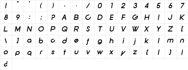 SF New Republic Bold Italic Character Map